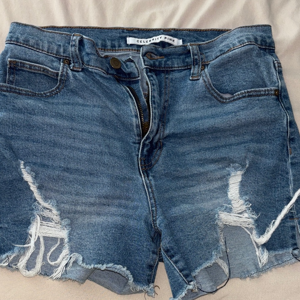 Celebrity Pink Distressed Blue Jean Shorts